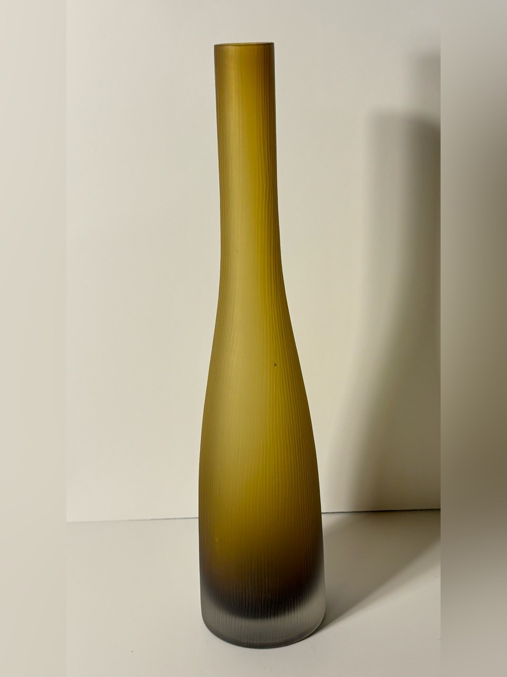 Mikasa Tall 16” Amber Ribbed Ombre Glass Vase - Y2K Vintage Satin Base